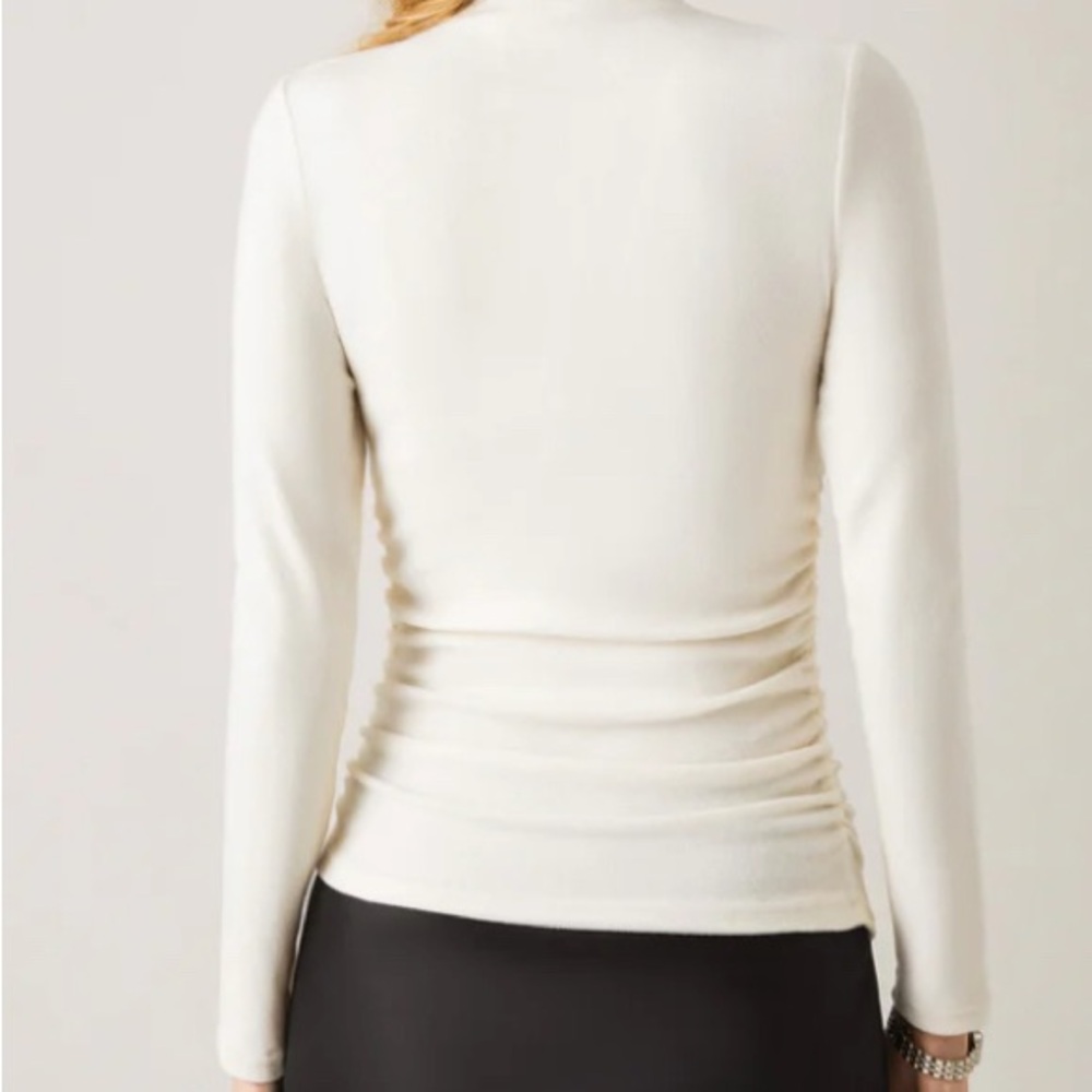 OGL Mid Thermal White Ruched Turtleneck Top Off White Size L - Picture 4 of 7